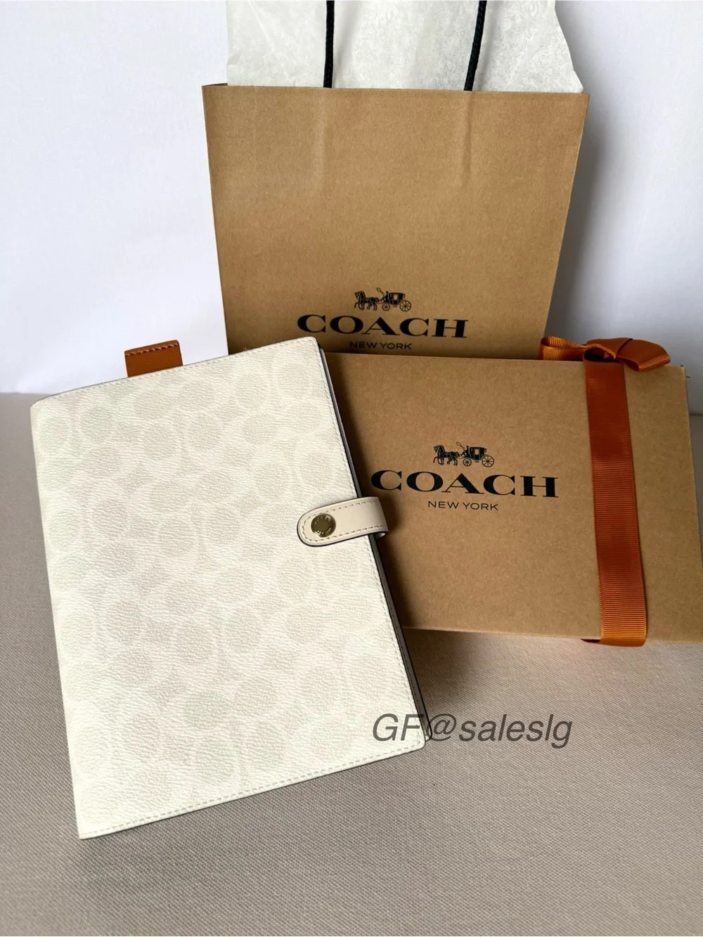 Coach notebook Gift Set Boxed Signature Chalk White/Gold Ready Gift Bundle